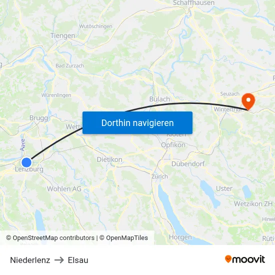 Niederlenz to Elsau map