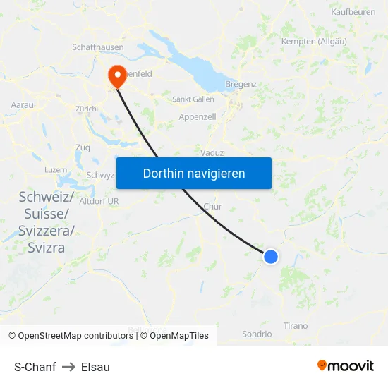 S-Chanf to Elsau map