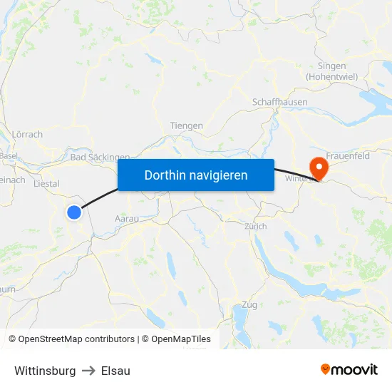Wittinsburg to Elsau map