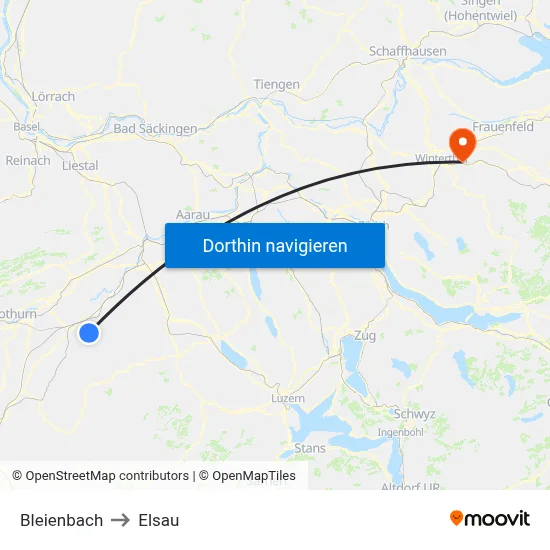 Bleienbach to Elsau map