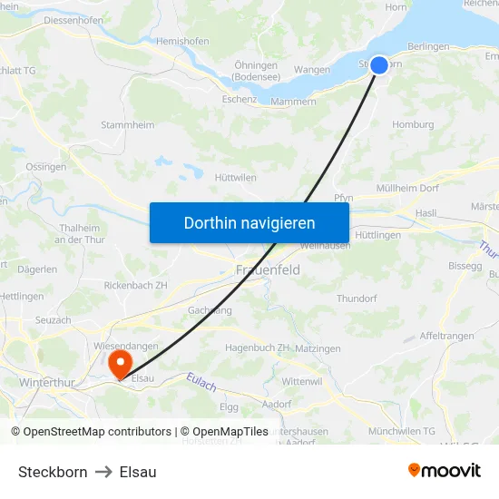 Steckborn to Elsau map