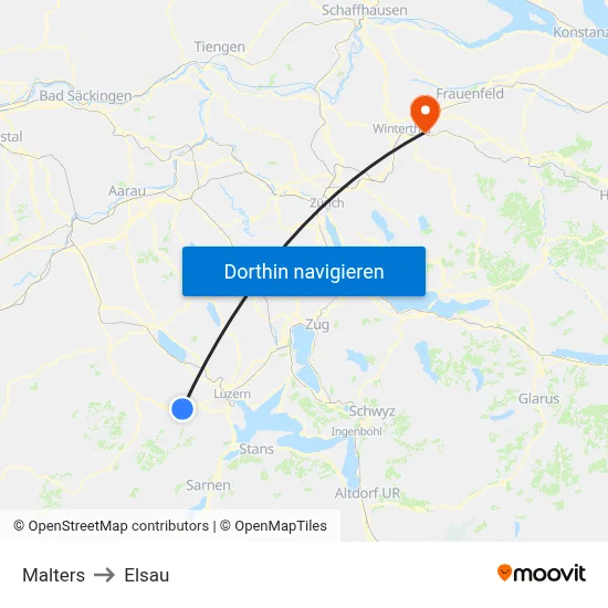 Malters to Elsau map