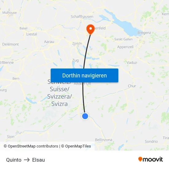 Quinto to Elsau map