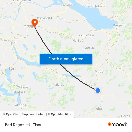 Bad Ragaz to Elsau map