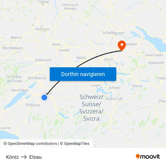 Köniz to Elsau map