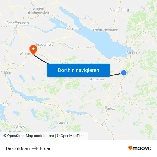 Diepoldsau to Elsau map