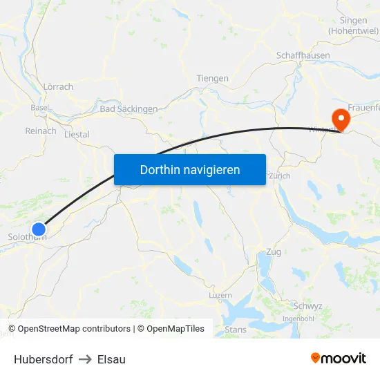 Hubersdorf to Elsau map