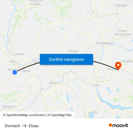 Dornach to Elsau map
