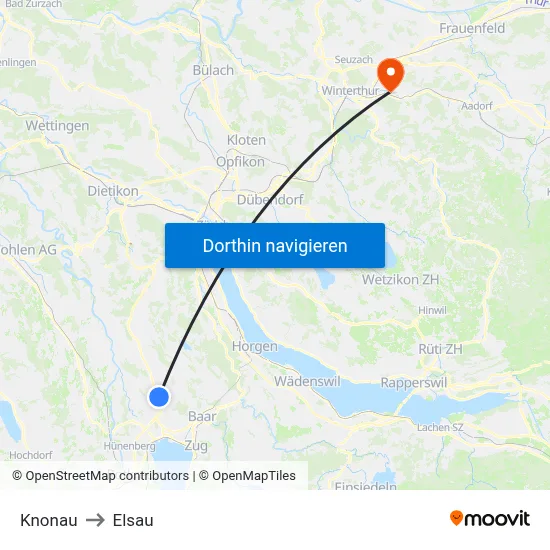 Knonau to Elsau map