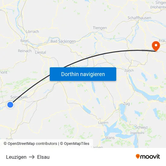 Leuzigen to Elsau map