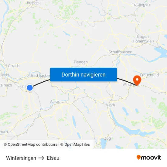 Wintersingen to Elsau map