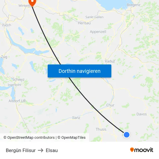 Bergün Filisur to Elsau map