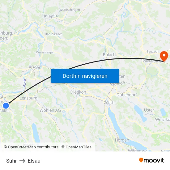 Suhr to Elsau map