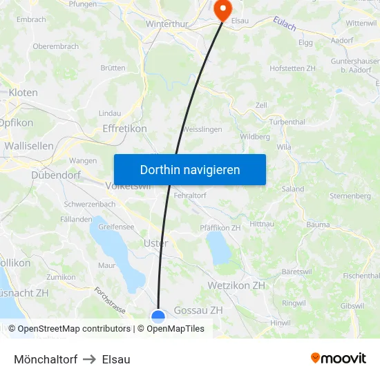 Mönchaltorf to Elsau map