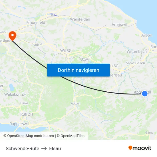 Schwende-Rüte to Elsau map