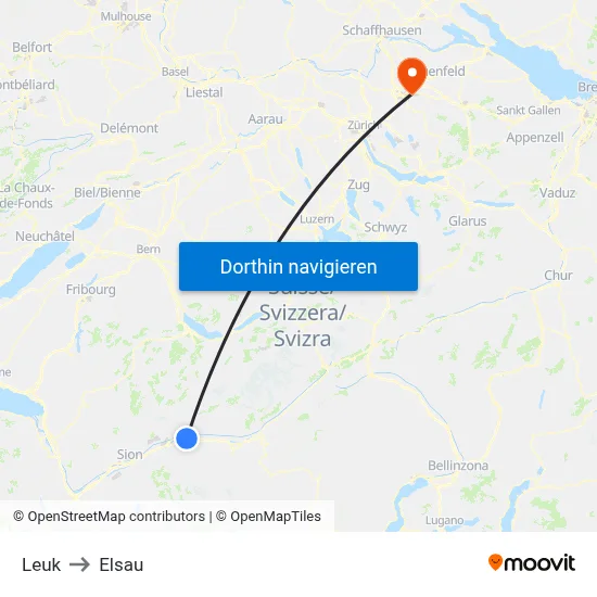 Leuk to Elsau map