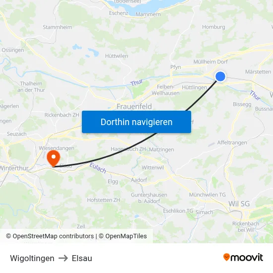 Wigoltingen to Elsau map