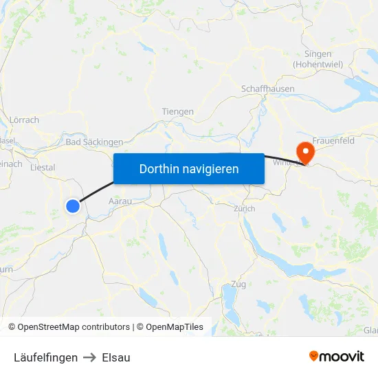 Läufelfingen to Elsau map