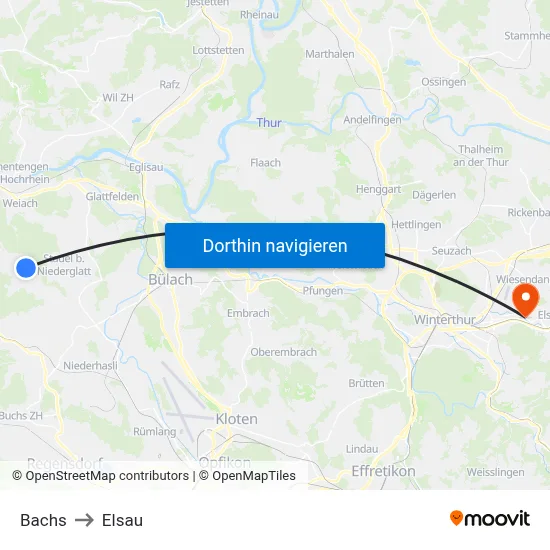 Bachs to Elsau map