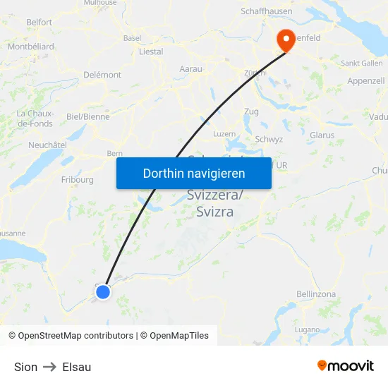 Sion to Elsau map