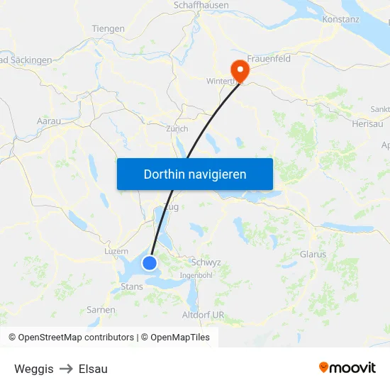 Weggis to Elsau map