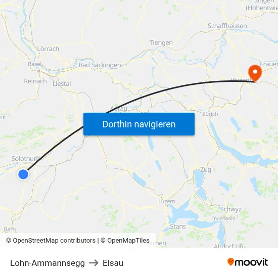 Lohn-Ammannsegg to Elsau map
