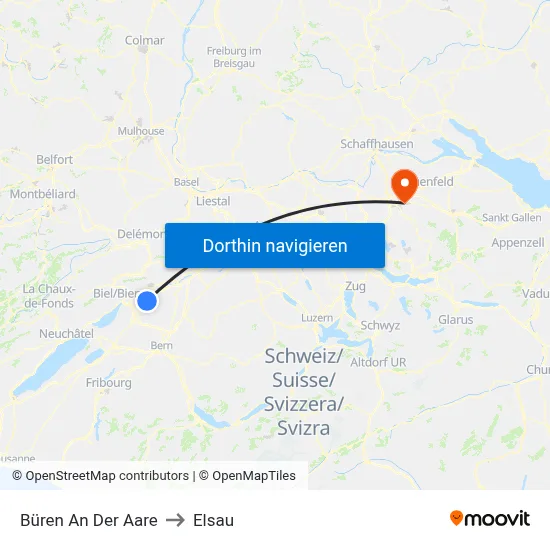 Büren An Der Aare to Elsau map