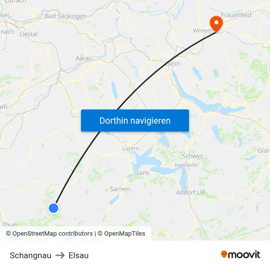 Schangnau to Elsau map