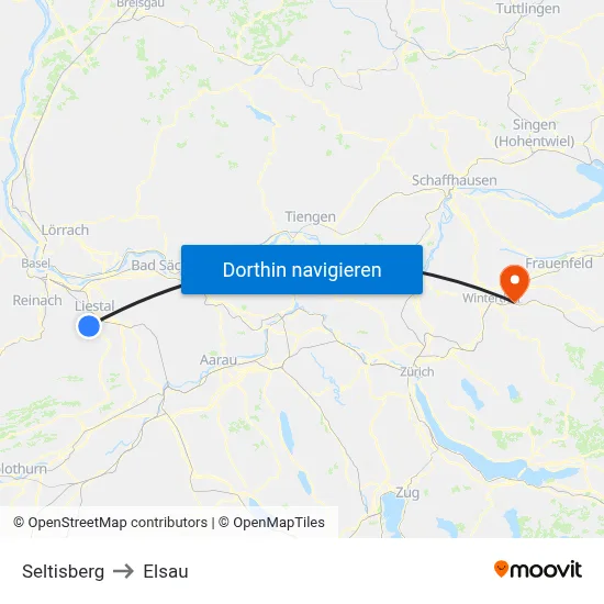 Seltisberg to Elsau map