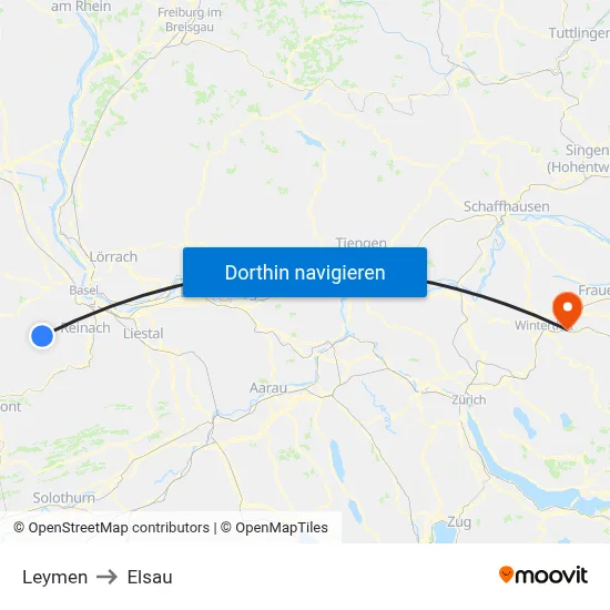 Leymen to Elsau map