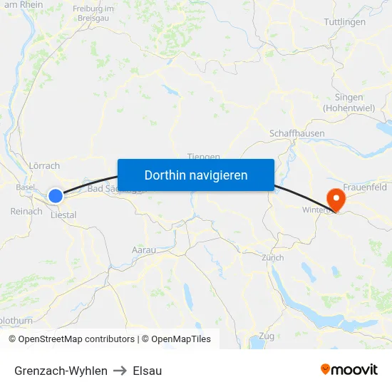 Grenzach-Wyhlen to Elsau map