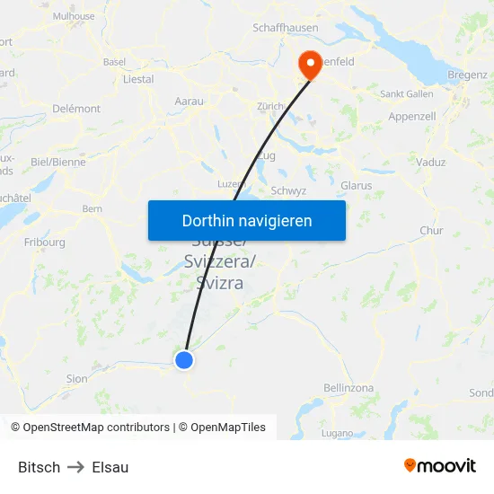 Bitsch to Elsau map