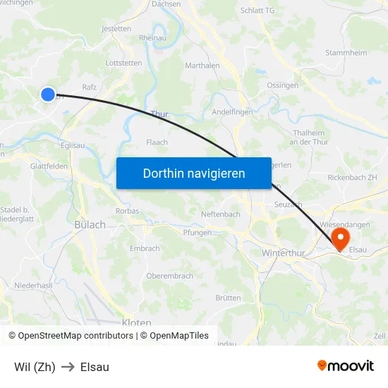 Wil (Zh) to Elsau map