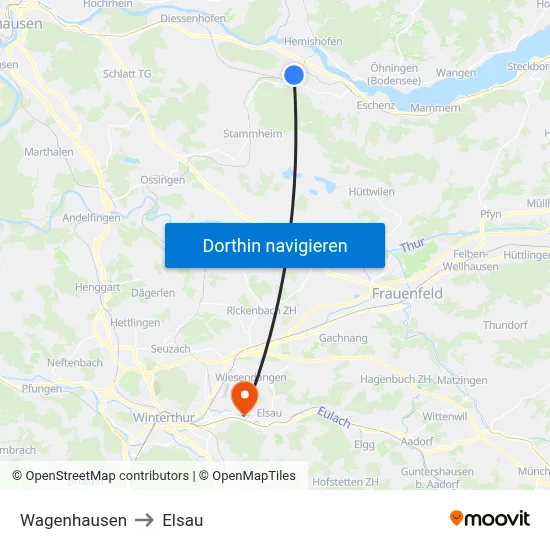 Wagenhausen to Elsau map