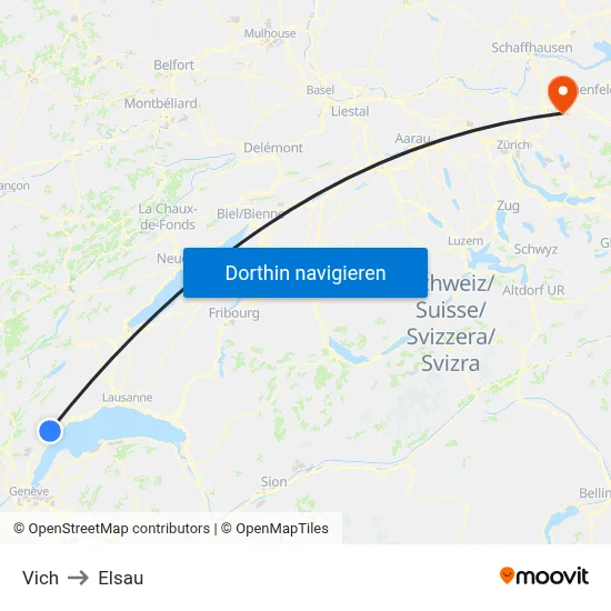 Vich to Elsau map