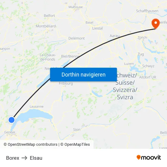Borex to Elsau map