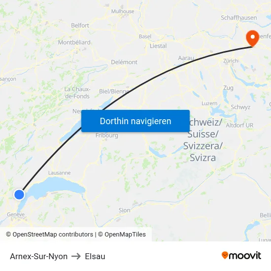 Arnex-Sur-Nyon to Elsau map