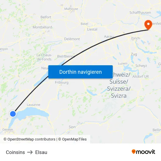 Coinsins to Elsau map