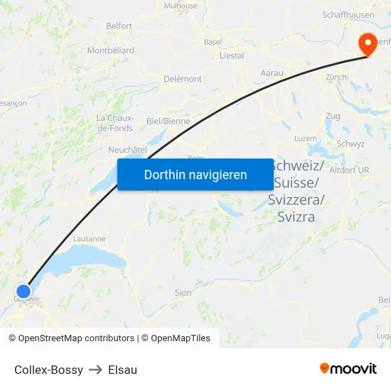 Collex-Bossy to Elsau map