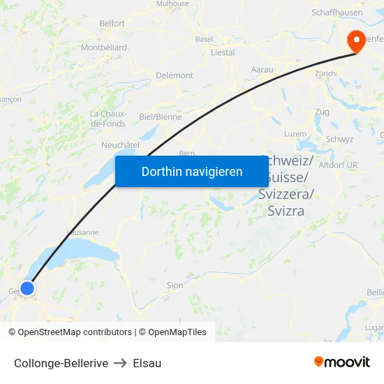 Collonge-Bellerive to Elsau map