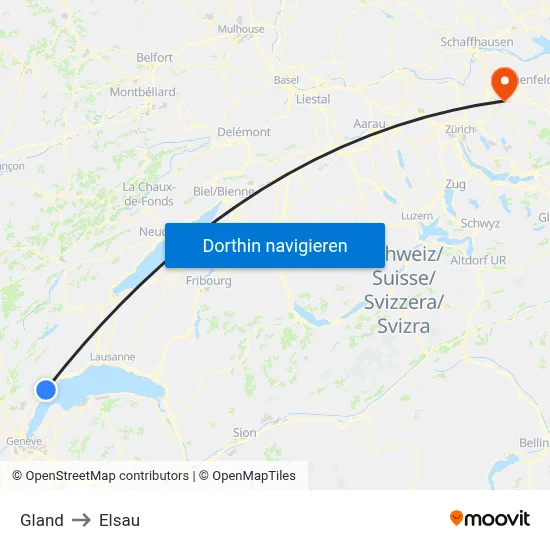 Gland to Elsau map