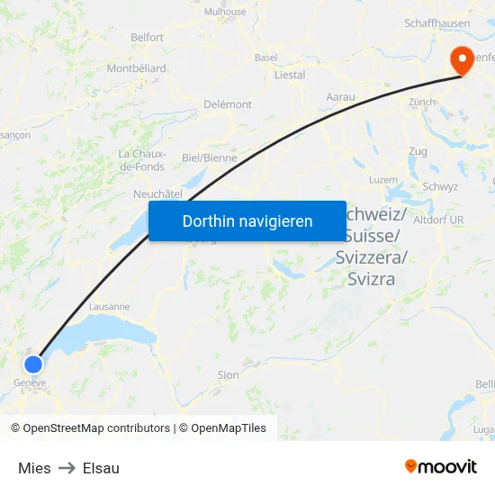 Mies to Elsau map