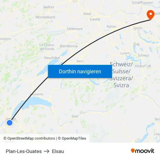 Plan-Les-Ouates to Elsau map