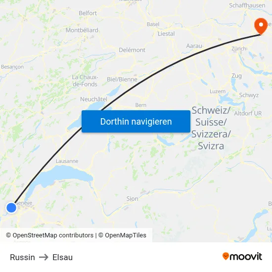 Russin to Elsau map