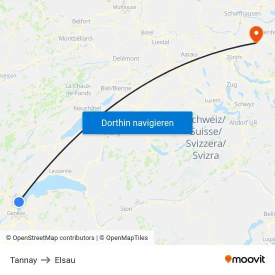 Tannay to Elsau map