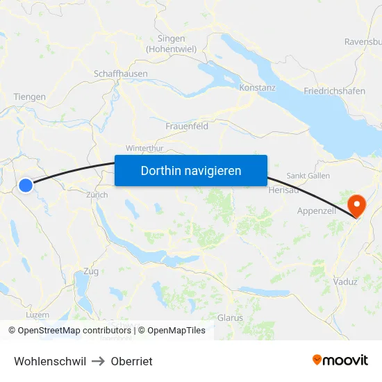 Wohlenschwil to Oberriet map