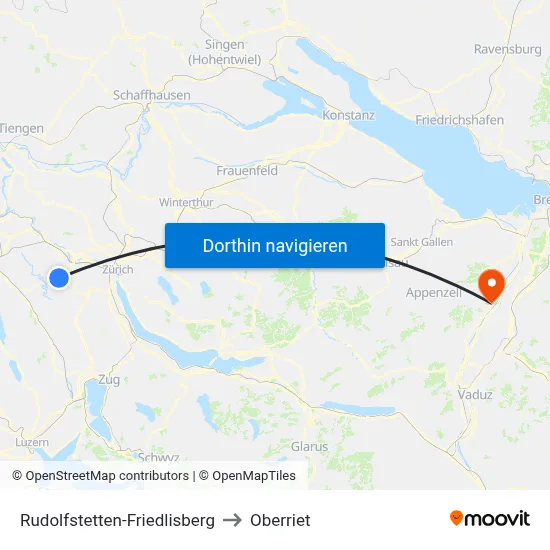 Rudolfstetten-Friedlisberg to Oberriet map