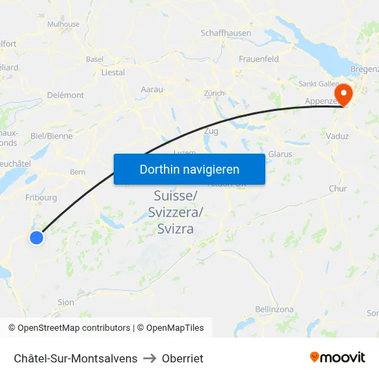 Châtel-Sur-Montsalvens to Oberriet map