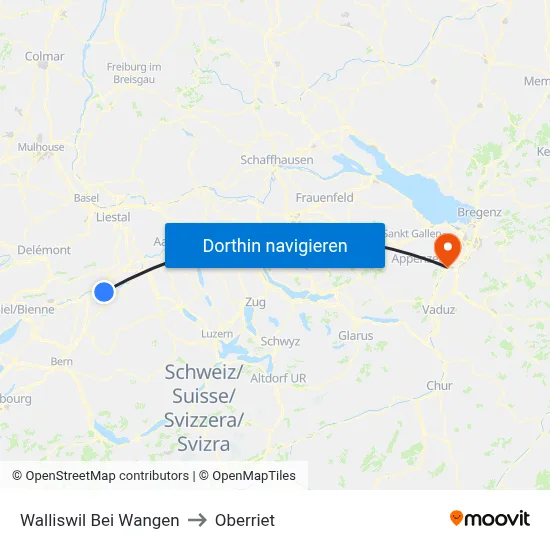 Walliswil Bei Wangen to Oberriet map