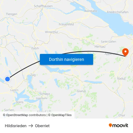 Hildisrieden to Oberriet map